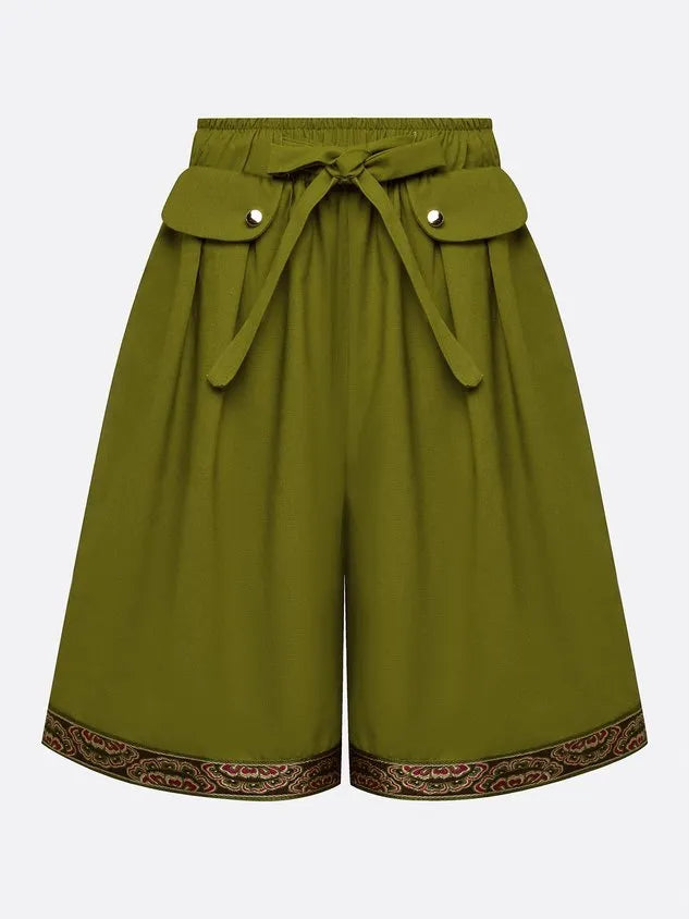 Casual Ethnic Print High Waist Shorts