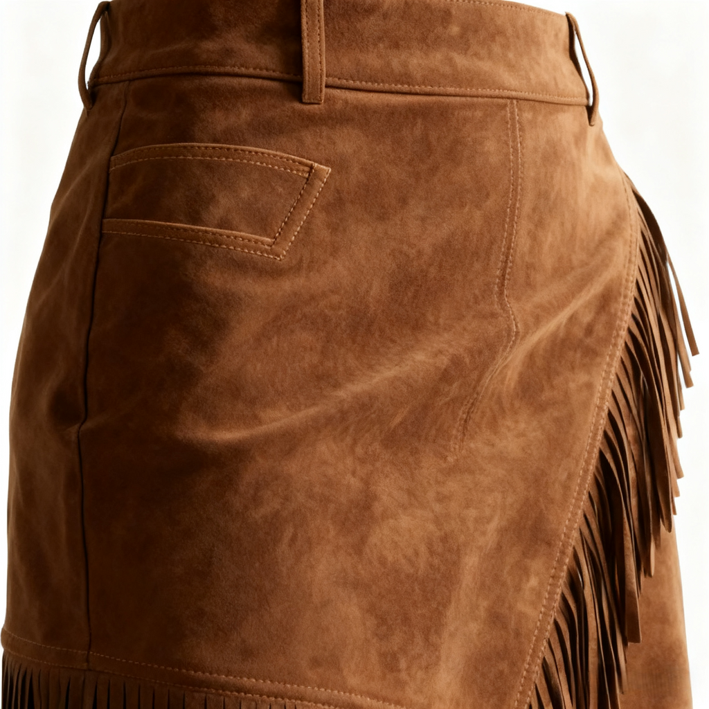 Retro Western Suede Short Skirt