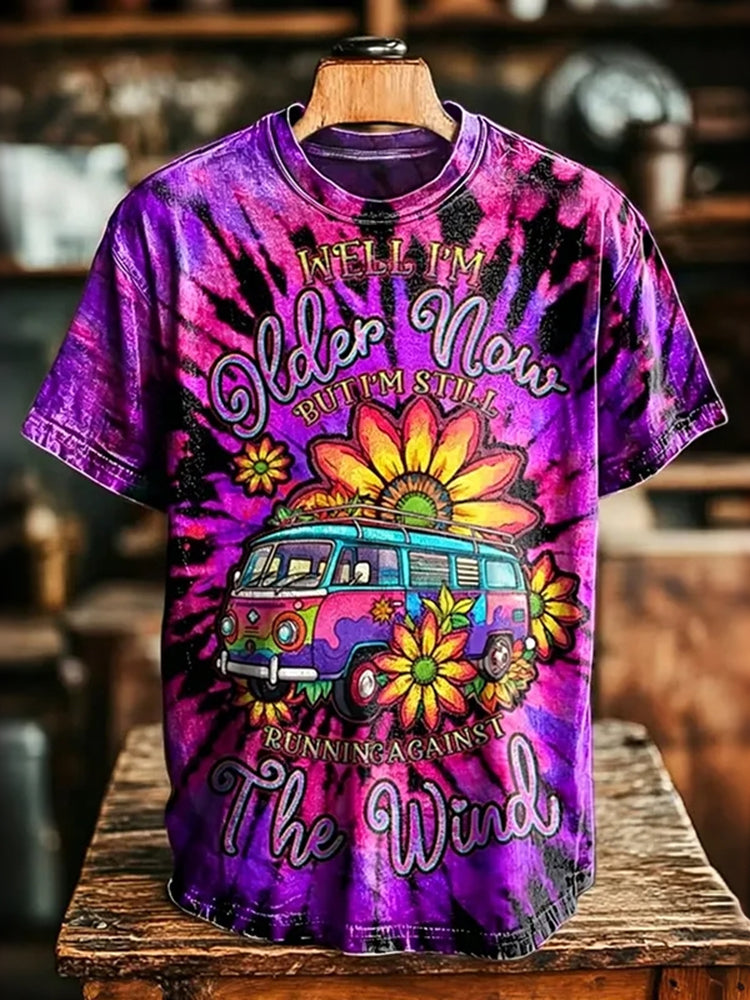 Men's Retro Hippie Tie-dye Design Short-sleeve T-shirt