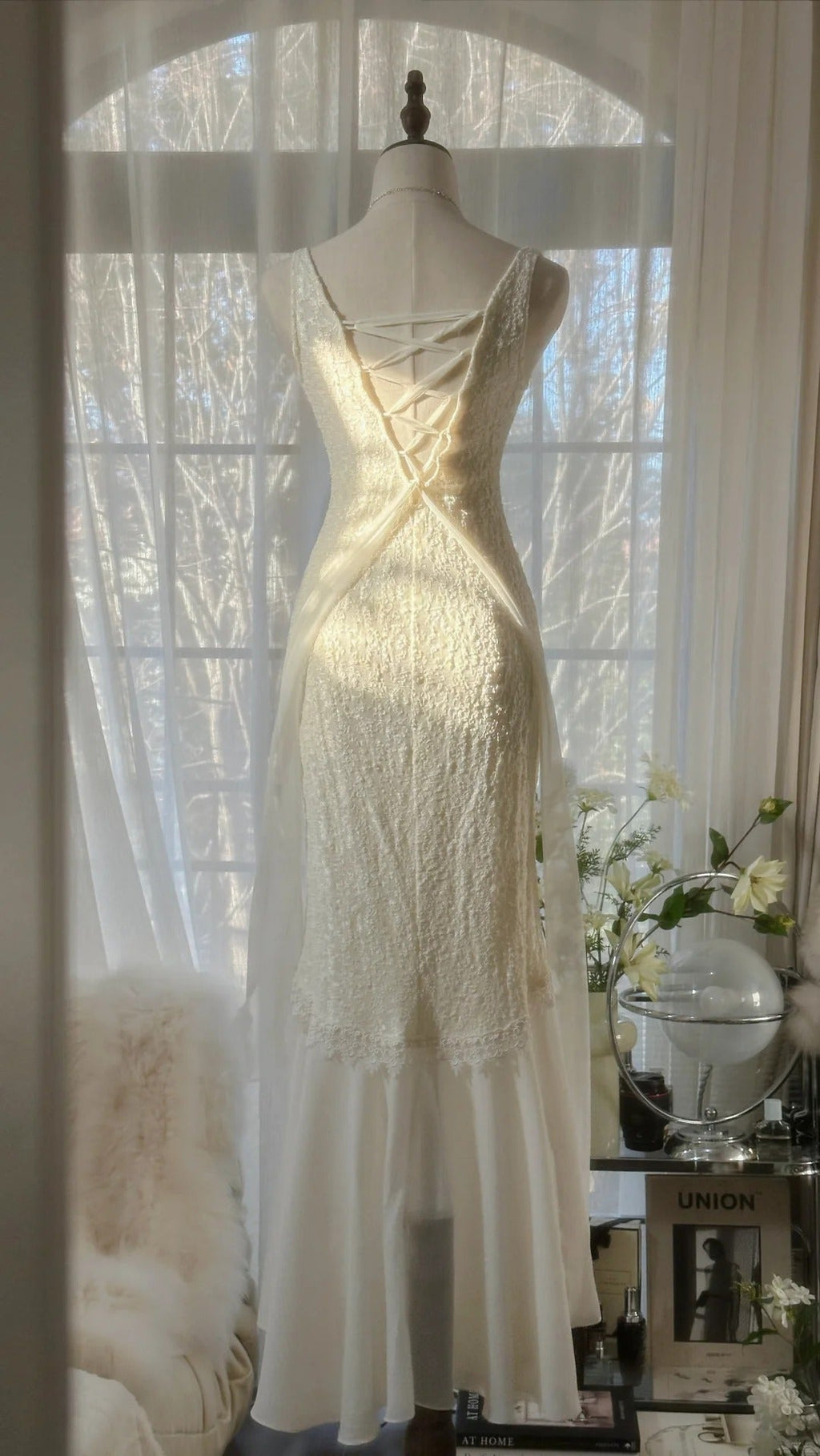 Vintage Evening Dresses, Ivory Sleeveless Party Gowns  25522