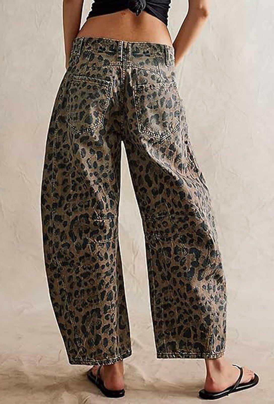 BURNHONEY Women Wide Leg Cropped Jeans Y2k Mid Rise Baggy Jeans Boyfriend Denim Pants Harem Pants
