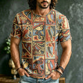 Men's Retro Hippie Style Patchwork Printed T-shirt