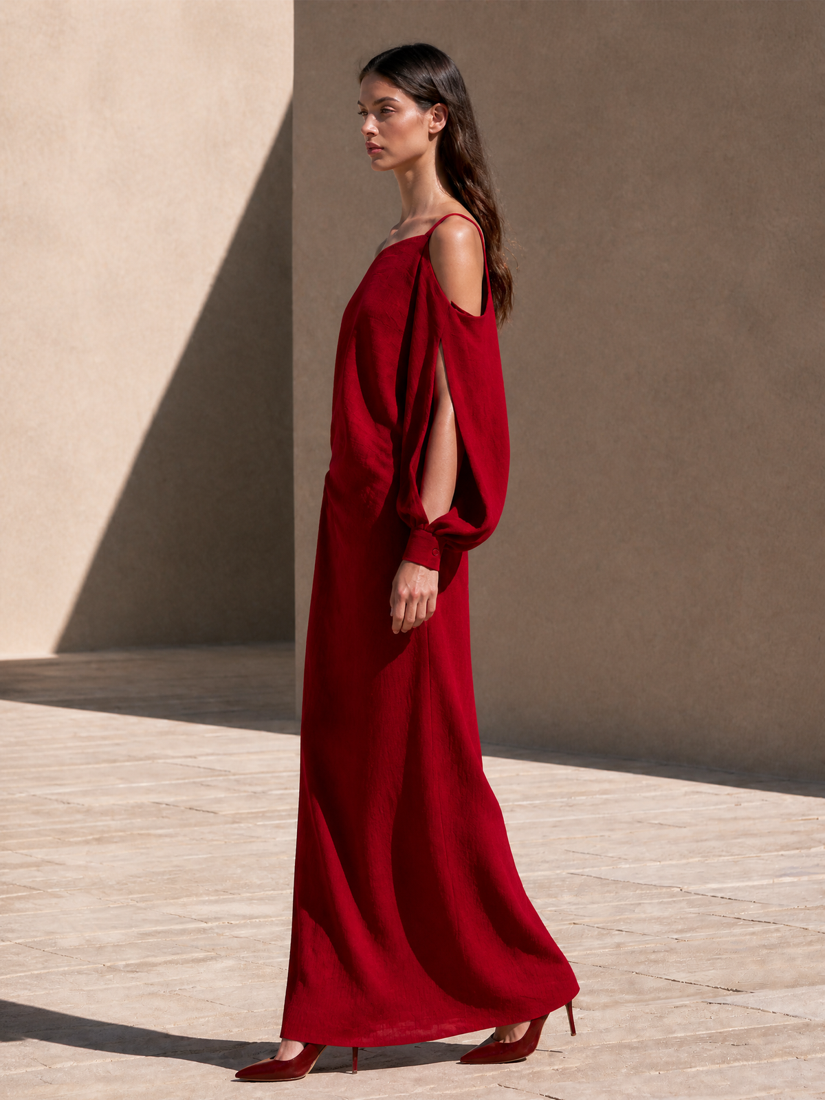 Women's Cotton Cold‑Shoulder Maxi Dress For Resort Weddings MDZ2055H8LYL
