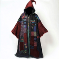 Ethnic print hooded cape f207