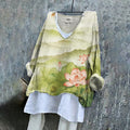Vintage Flowers Art Linen Blend Tunic
