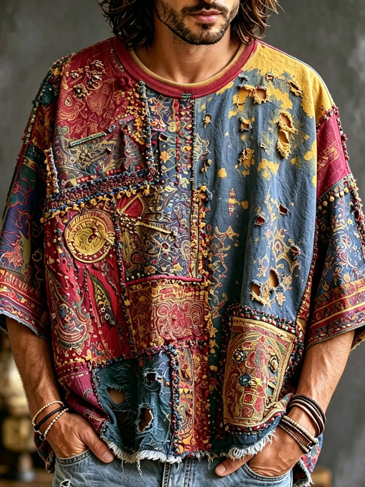 Men's Retro Bohemian Hippie Style Printed T-shirt