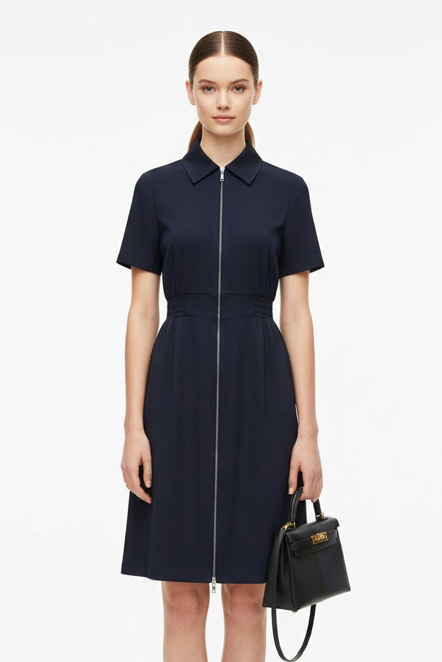 Short Sleeve Zip Up Dress