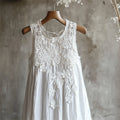 Flowers Lace Art Patchwork Linen Tank Dress