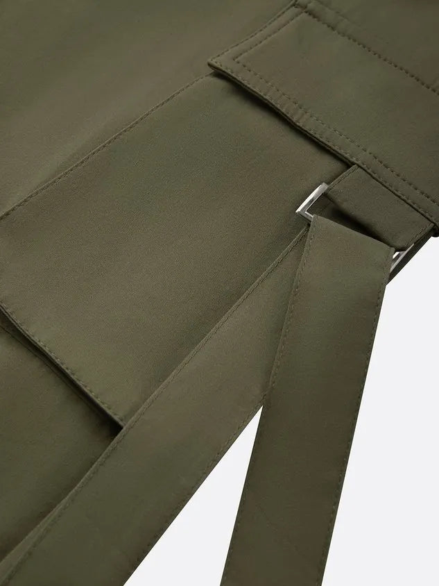 Casual Solid Relaxed Cargo Pants