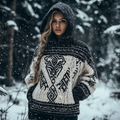 Women's Viking Totem Celtic Knot Hooded Pocket Sweater