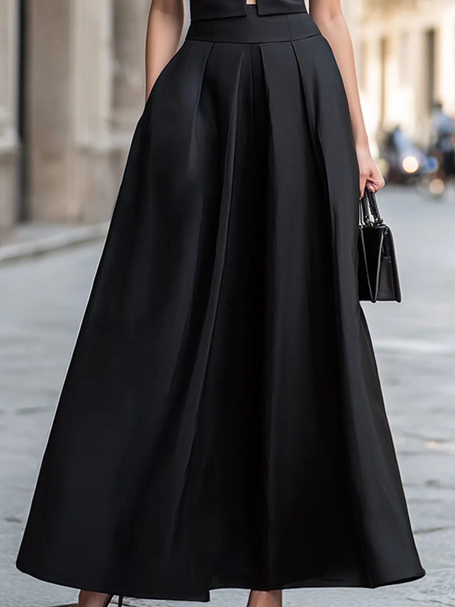 Square Neck Cutout Waist Structured A-Line Midi Dress