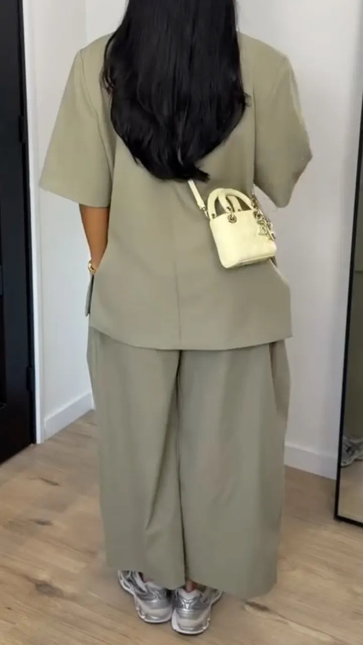 Short Sleeve Blazer & Wide Leg Culottes Co‑Ord Set