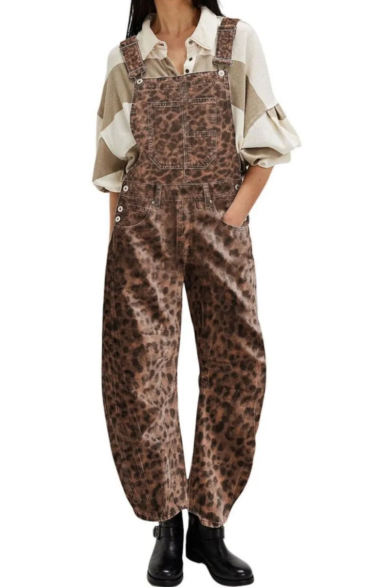 Women Y2k Baggy Barrel Jeans Overalls Wide Leg Denim Pants Bib Overalls Jumpsuit Boyfriend Patchwork Jeans