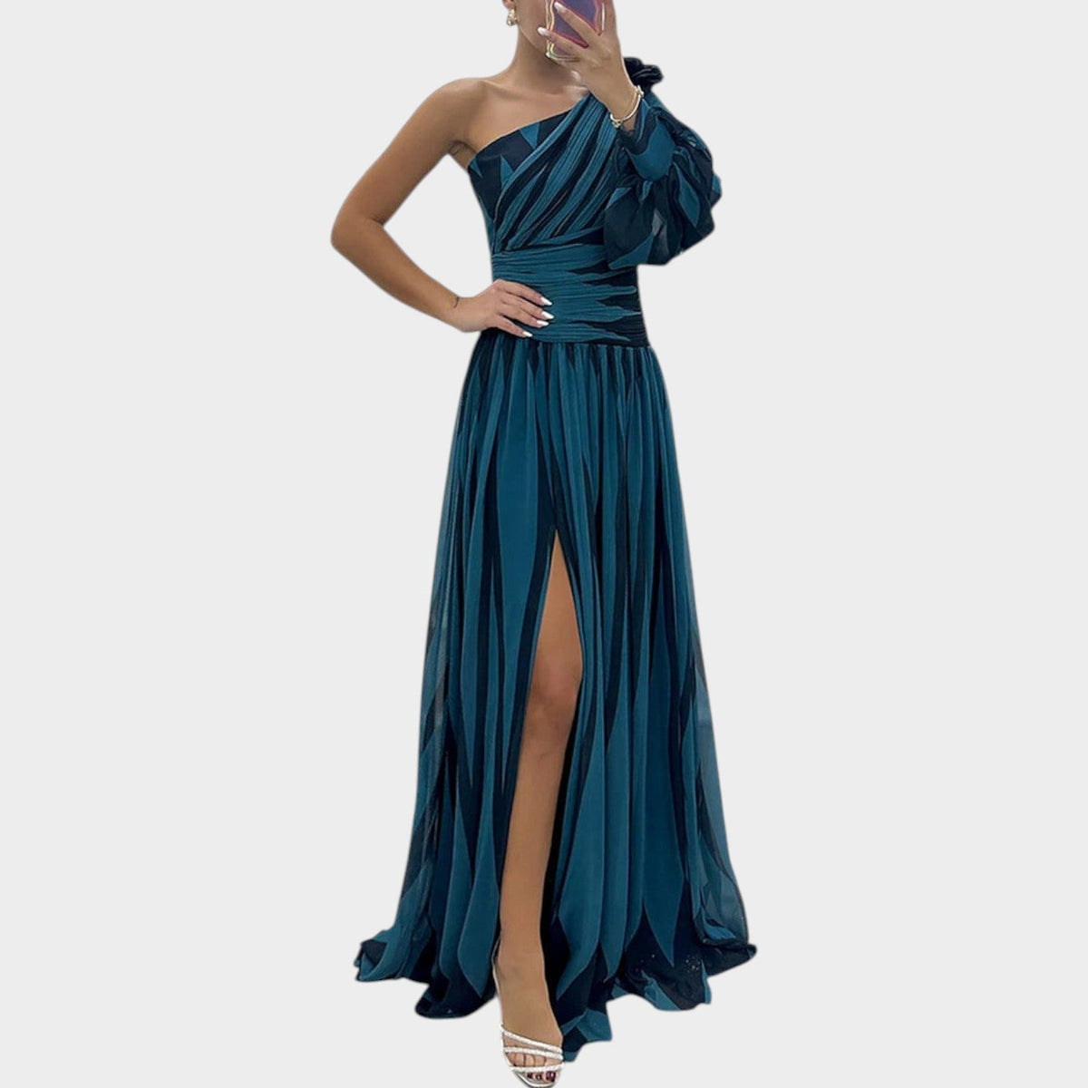 One-Shoulder Statement Maxi Dress