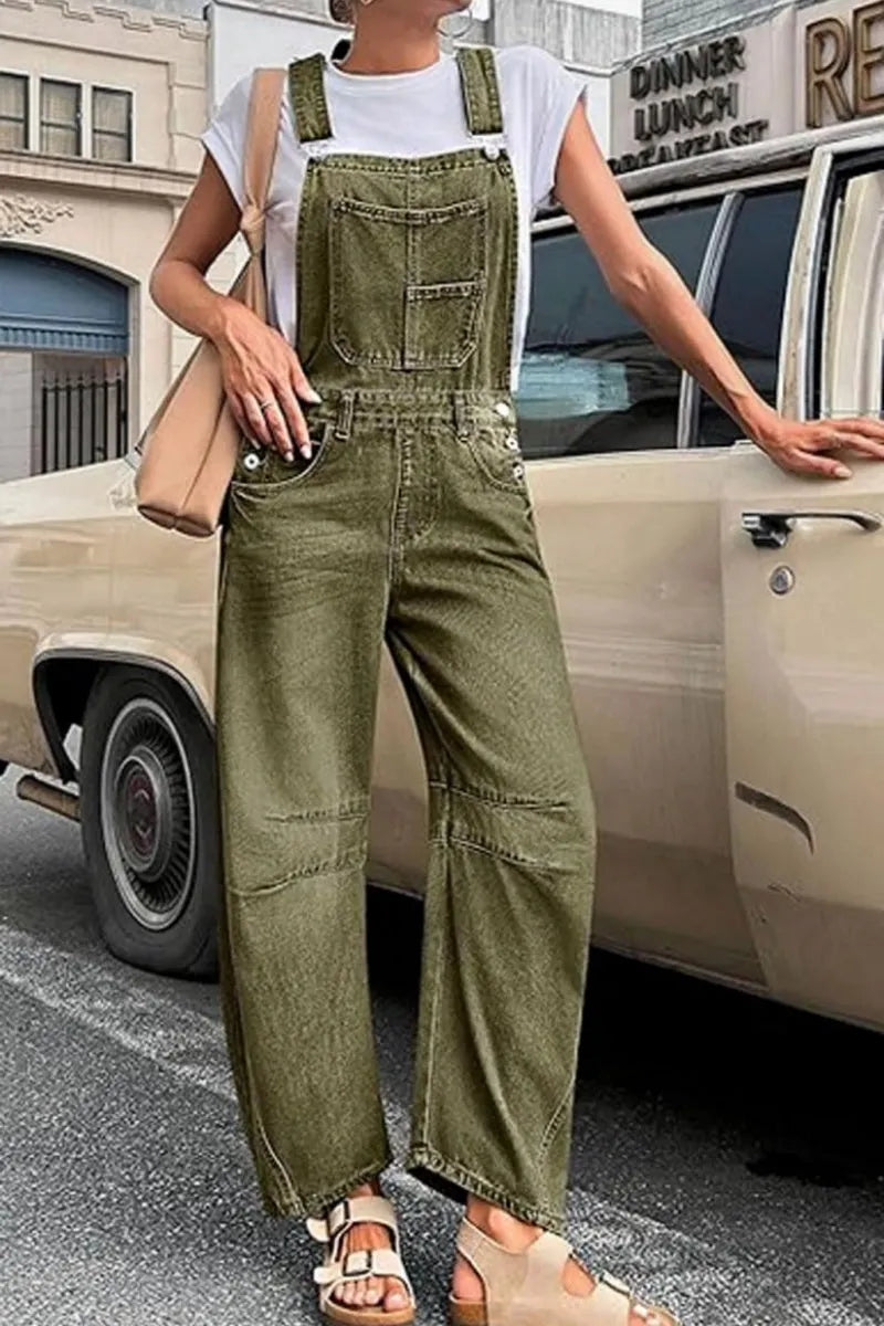 Women Y2k Baggy Barrel Jeans Overalls Wide Leg Denim Pants Bib Overalls Jumpsuit Boyfriend Patchwork Jeans