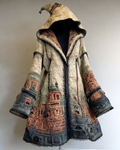 Women's Halloween Theme Castle Embroidery Cape   d677