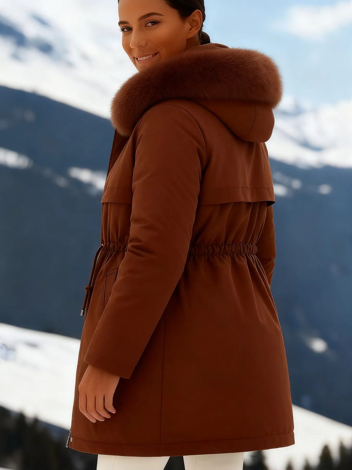 Outfits Cotton-padded Jacket Medium and Long, Large Fur Collar, Down Cotton-padded Jacket, Down Cotton-padded Jacket.
