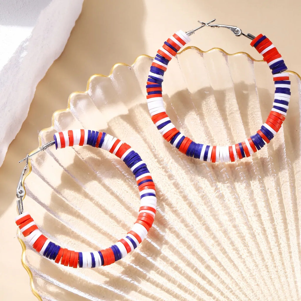 Independence Day Bohemian Round Colorful Earrings