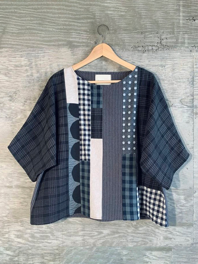 Vintage Polka Dot Geometric Women's Linen T-shirt