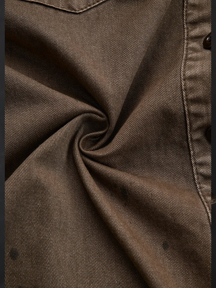 Vintage Washed Taupe Western Slim Fit Button-Down Shirt