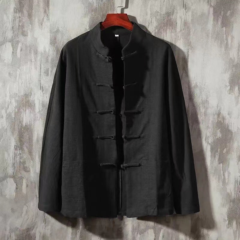 Men's Vintage Button Down Cotton Linen Comfy Jacket