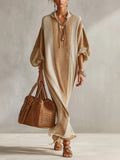 Khaki Color Block Knit Maxi Dress