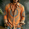 Men's Retro Floral Art Print Casual Shirt
