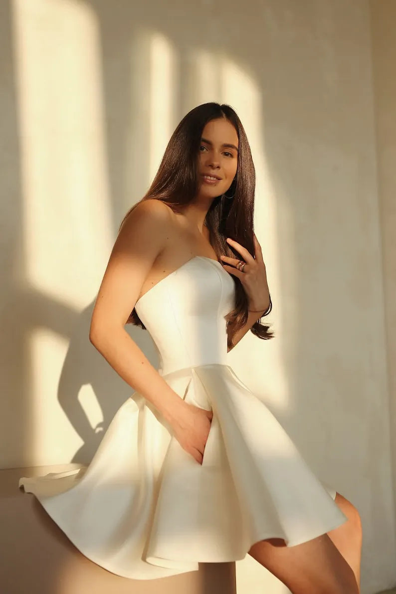 Emily Dress, Satin short dress, short wedding dress