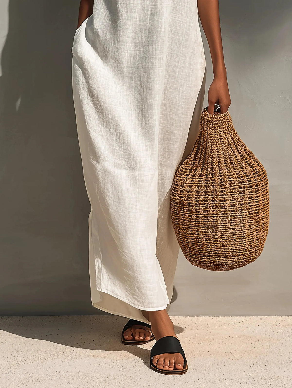 Minimalist Sleeveless Maxi Dress With Cutout Neckline