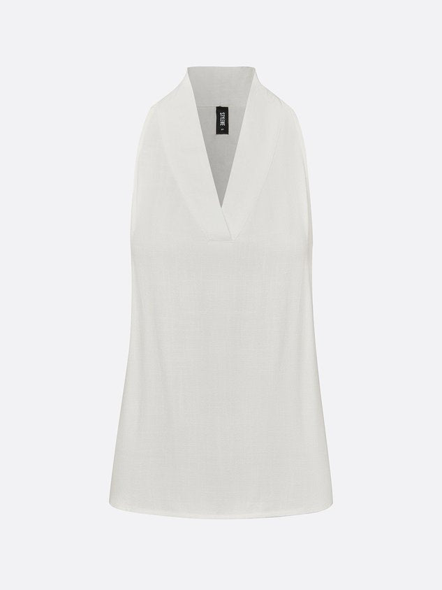 Cotton Casual Plain Halter Neck Blouse