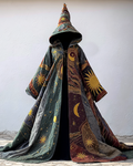Star, moon, and sun three-dimensional embroidered contrasting color stitching cape d38b