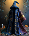 Magic cloak with star and moon embroidery and contrasting colors 6a13