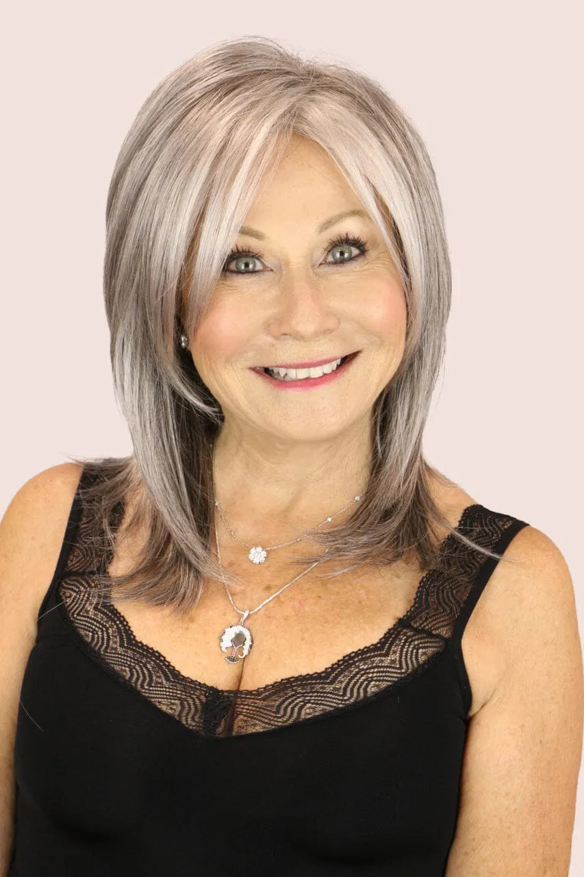 Lace front medium-length wig - | Soft and natural human hair