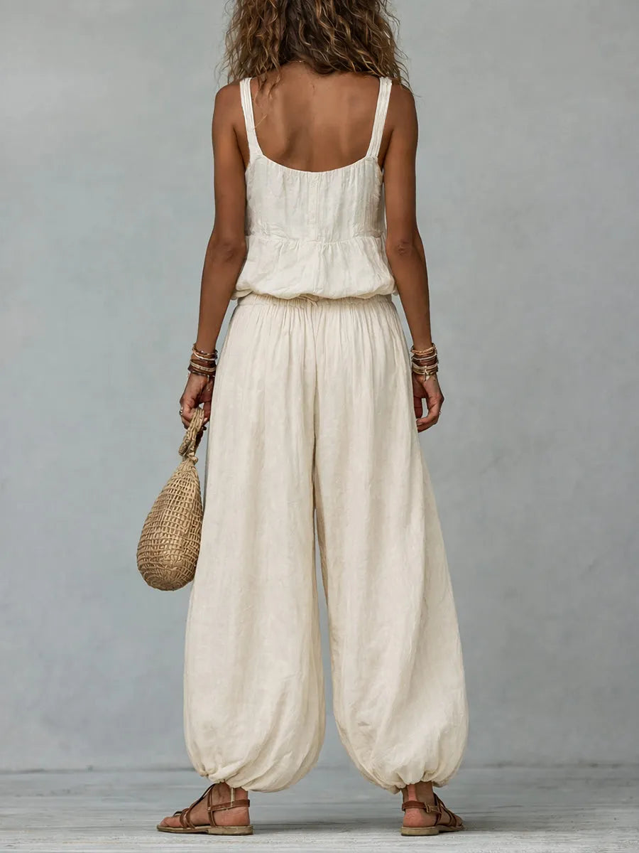 Boho Embroidered Vest & Balloon Pants Set