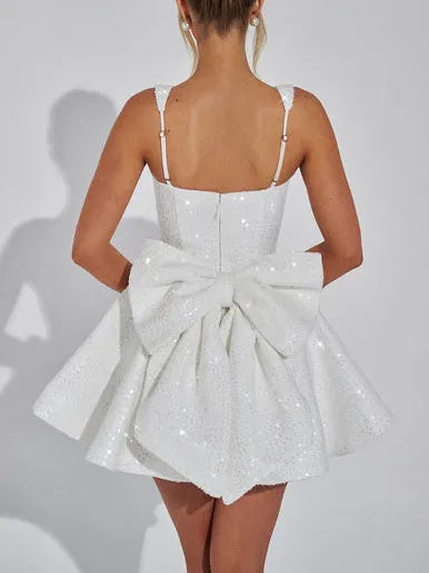 Elegant Square Neck A-Line Mini Dress