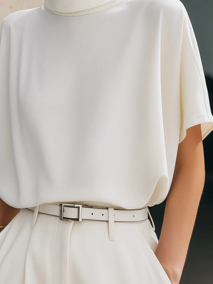 Minimalist High-Neck Relaxed Fit Blouse