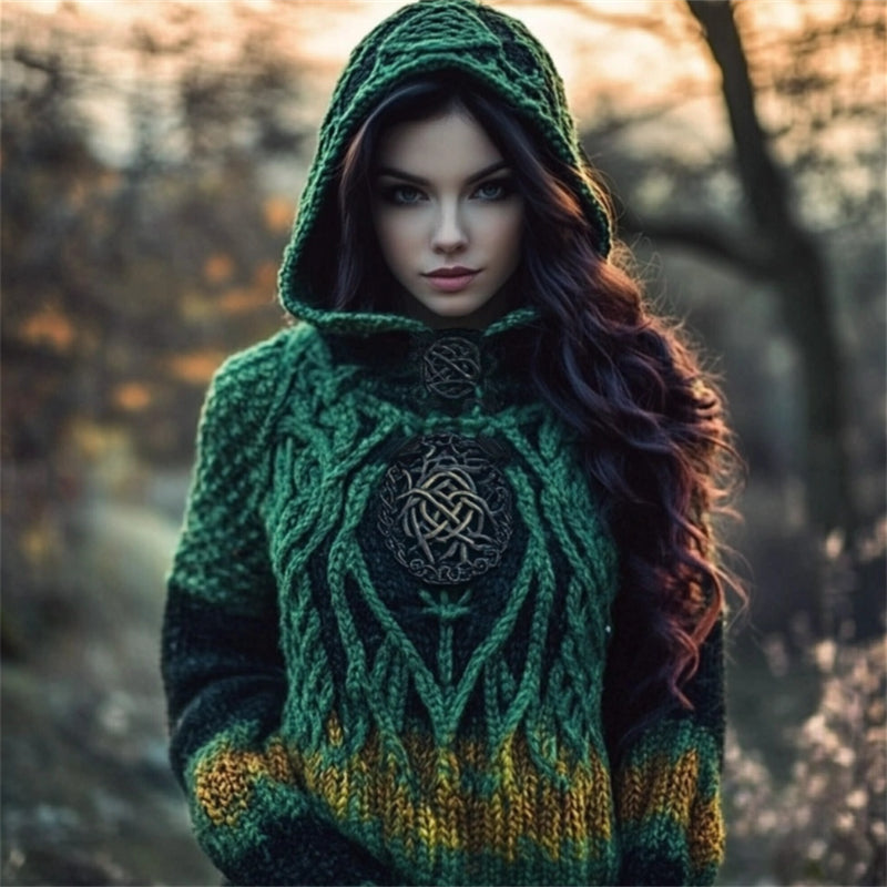 Vintage Celtic Knot Irish Gradient Cozy Hooded Sweater