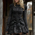Women's Halloween Skeleton With Rose And Raven Art Knit Mini Sweater Dress