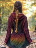 Mystical Celtic Knot Rainbow Gradient Chunky Hooded Cardigan