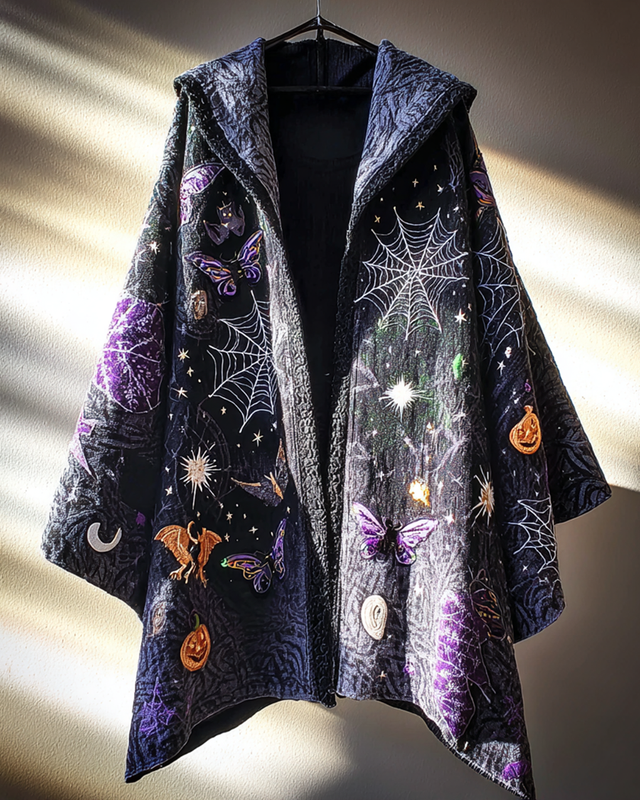 Halloween embroidered contrast color short cape ec61