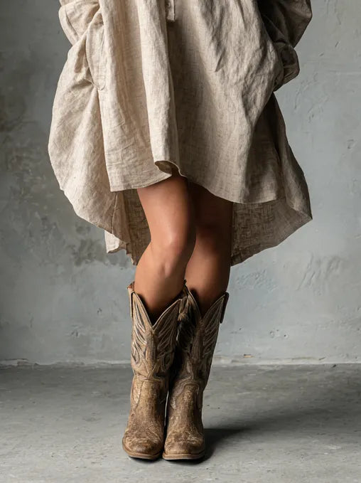 Women's Fashion Loose Cotton And Linen Button Lapel Mini Dress