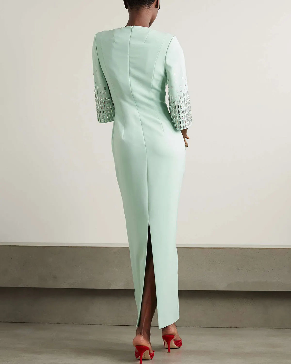 Crystal-Embellished Crepe Midi Dress