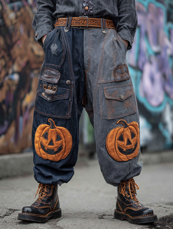 Men's Halloween themed contrasting pants for summer and autumn c3f4