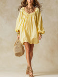 Lemon Yellow Lantern Sleeve Mini Skirt