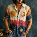Men's Retro Hippie Gradient Pattern Print Short-sleeve Shirt