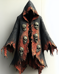 Halloween Themed  Contrasting Skull Hooded Cape efcf