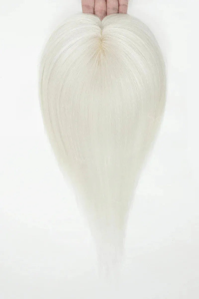 Flavia Silk Top Remy Human Hair Topper #Silver Grey White