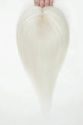 Flavia Silk Top Remy Human Hair Topper #Silver Grey White