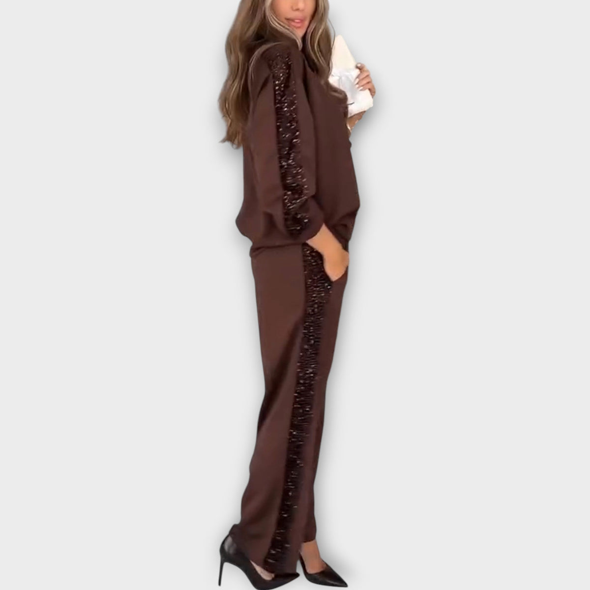 Luxe Sequin Trim Lounge Set