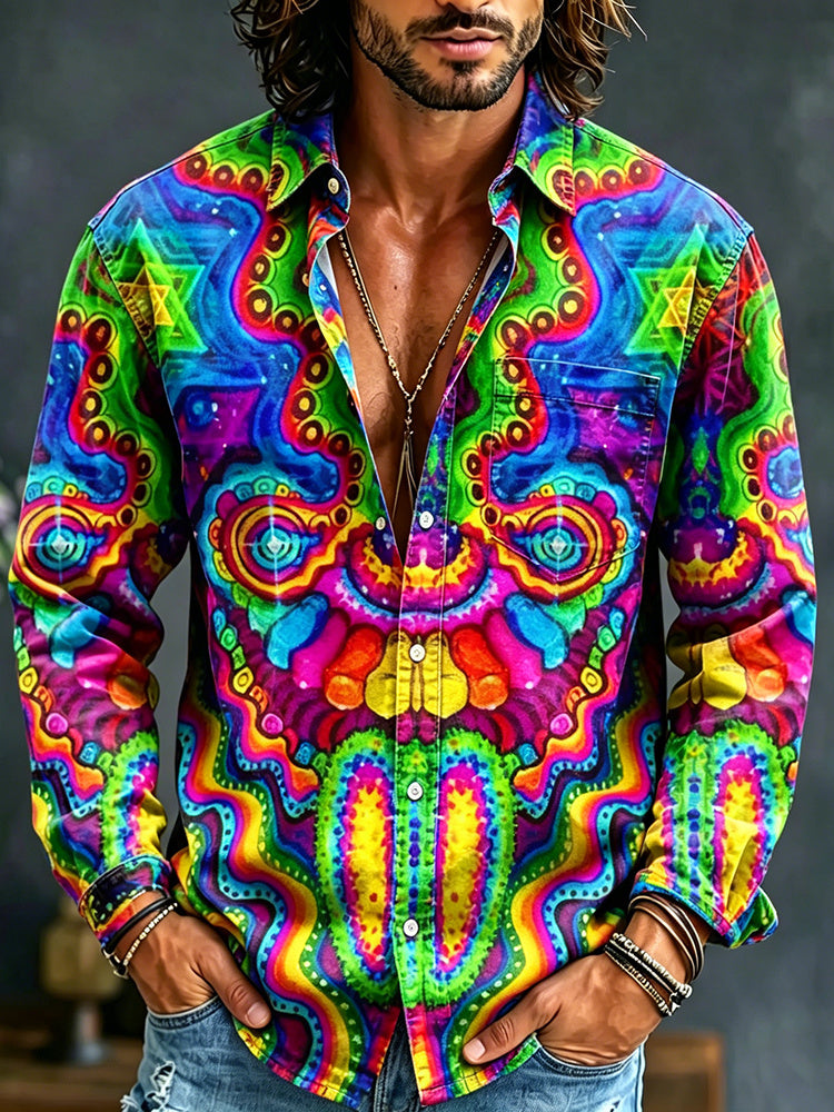 Men's Psychedelic Hippie Art All Over Print Long Sleeve Shirt